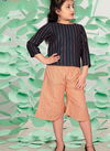 Navy Blue Colour Latest Designer Western Type Top and Shoti Thread work Cotton Kids Wear Collcetion 1402